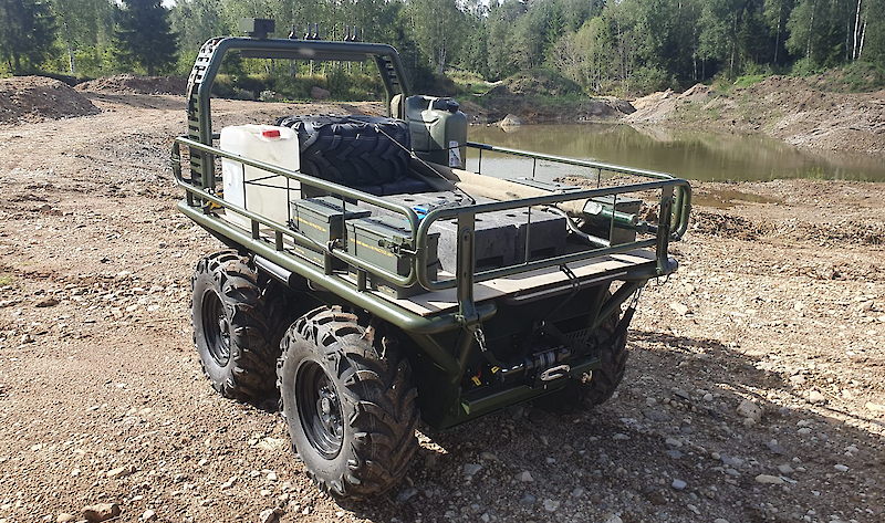 ASAX H-2 A robust, mission-configurable unmanned ground vehicle designed to transport supplies, equipment and mission-specific payloads in contested and infrastructure-limited environments. KEY SPECIFICATIONS: Payload Up to 300 kg Operational range Up to 100 km Mission endurance Up to 17 hours Maximum speed 20 km/h Engine 25 hp combustion engine Ground clearance 230 mm Drive system Hydraulic drive CONTROL & CONNECTIVITY &bull; Tactical radio link &bull; Fibre-optic control &bull; 4G/5G cellular data link &bull; Starlink satellite communications &bull; Local manual control &bull; DDIL-capable operation CORE ADVANTAGES &bull; Combat-proven in Ukraine &bull; In service with the Estonian Defence Forces &bull; Designed for contested last-mile logistics &bull; Operates in GPS-denied and electronically disrupted environments &bull; Field-serviceable using widely available mechanical components &bull; Rapidly configurable for mission-specific requirements &bull; Validated in mud, sand, snow, forests, slopes and obstacle-rich terrain